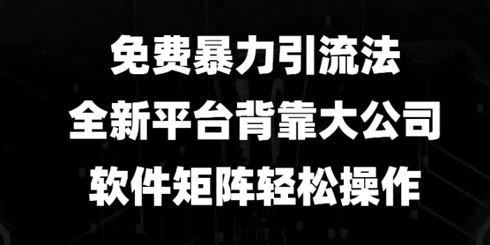 免费暴力引流法,全新平台,背靠大公司,软件矩阵轻松操作