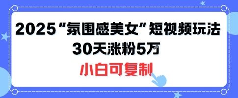 不露脸也能火!2025“氛围感美女”短视频玩法,30天涨粉5W小白可复制