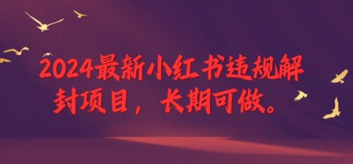 2024最新小红书违规解封项目,长期可做,一个可以做到退休的项目【揭秘】