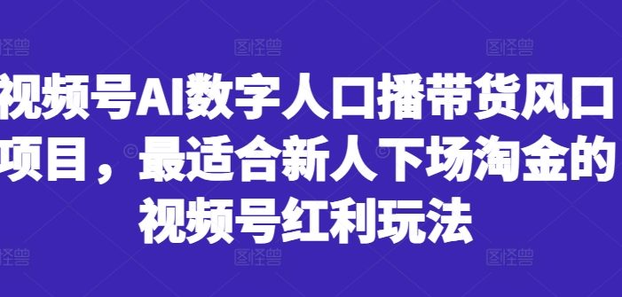 视频号AI数字人口播带货风口项目,最适合新人下场淘金的视频号红利玩法