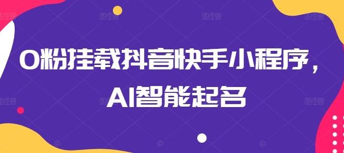 0粉挂载抖音快手小程序,AI智能起名