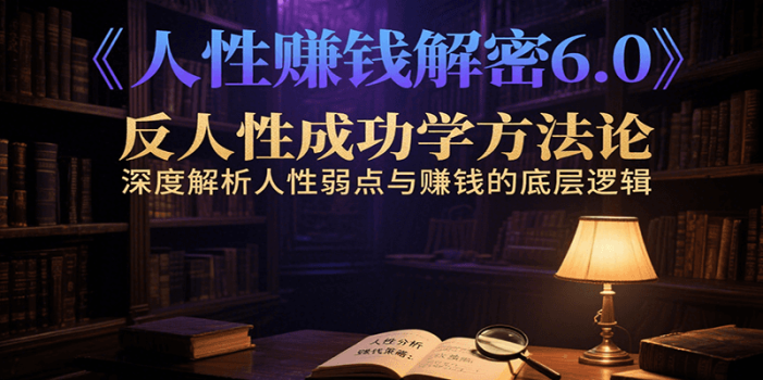 人性赚钱解密6.0,反人性成功学方法论,深度解析人性弱点与赚钱的底层逻辑
