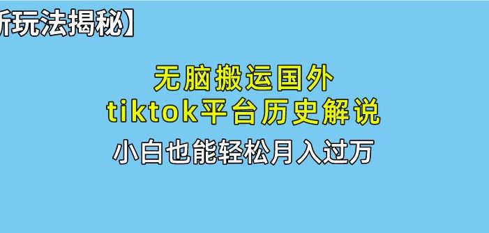 无脑搬运国外tiktok历史解说 无需剪辑,简单操作,轻松实现月入过万