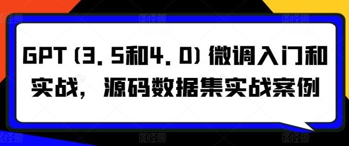 GPT(3.5和4.0)微调入门和实战,源码数据集实战案例