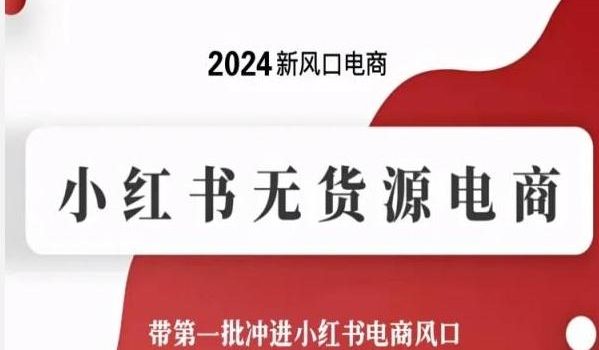 2024新风口电商,小红书无货源电商,带第一批冲进小红书电商风口