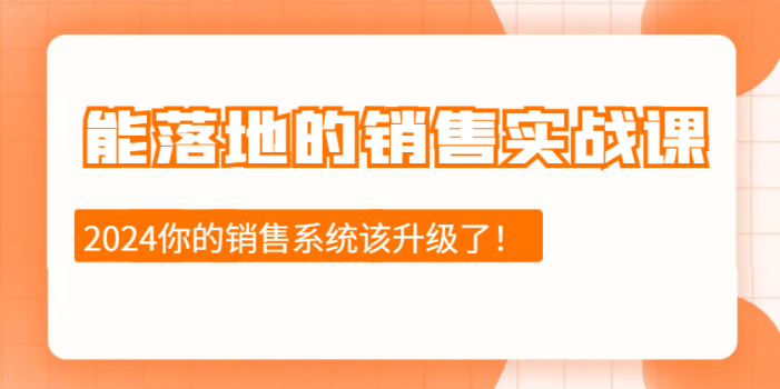 2024能落地的销售实战课：销售十步今天学，明天用，拥抱变化，迎接挑战