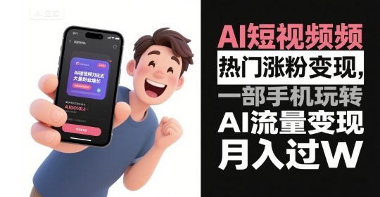 AI短视频热门涨粉变现,一部手机玩转AI流量变现,月入过W
