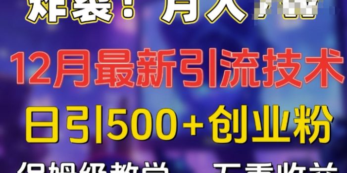 炸裂!揭秘12月最新日引流500+精准创业粉,多重收益保姆级教学