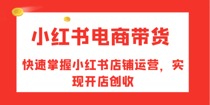 小红书电商带货,快速掌握小红书店铺运营,实现开店创收