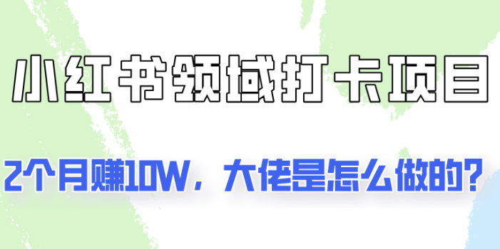 通过小红书领域打卡项目2个月赚10W,大佬是怎么做的?