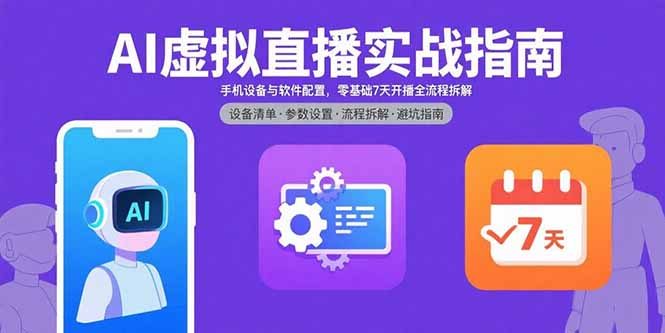 AI虚拟直播实战指南,手机设备与软件配置,零基础7天开播全流程拆解
