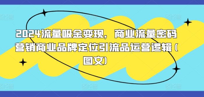 2024流量吸金变现,商业流量密码营销商业品牌定位引流品运营逻辑(图文)