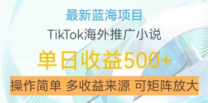 最新蓝海项目,利用tiktok海外推广小说赚钱佣金,简单易学,日入500+,可矩阵放大【揭秘】