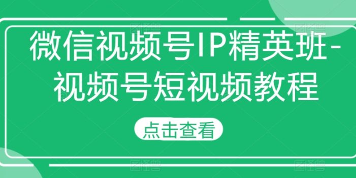微信视频号IP精英班-视频号短视频教程