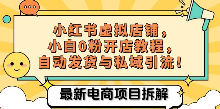 小红书电商,小白虚拟类目店铺教程,被动收益+私域引流