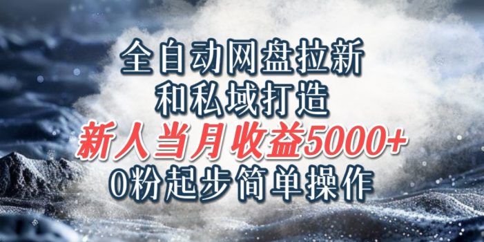 全自动网盘拉新和私域打造,0粉起步简单操作,新人入门当月收益5000以上