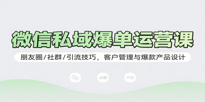 微信私域爆单运营课:朋友圈/社群/引流技巧,客户管理与爆款产品设计