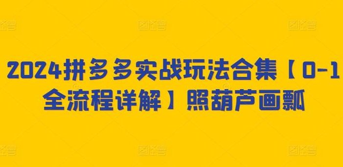 2024拼多多实战玩法合集【0-1全流程详解】照葫芦画瓢