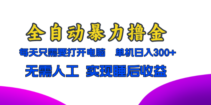 全自动暴力撸金,只需要打开电脑,单机日入300+无需人工,实现睡后收益