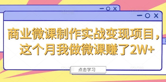 商业微课制作实战变现项目,这个月我做微课赚了2W+