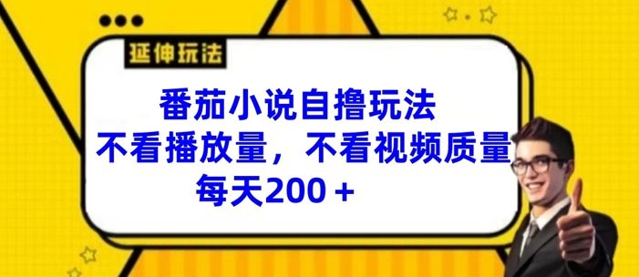番茄小说自撸玩法,不看播放量,不看视频质量,每天200+【揭秘】