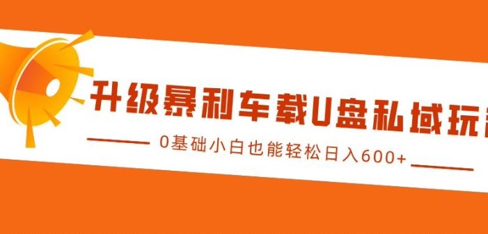 升级暴利车载U盘私域玩法,0基础小白也能轻松日入多张【揭秘】