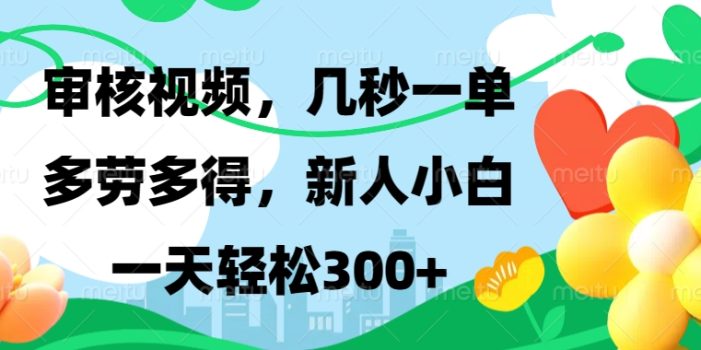 视频审核,新手可做,多劳多得,新人小白一天轻松300+