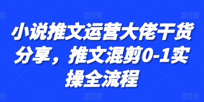 小说推文运营大佬干货分享，推文混剪0-1实操全流程