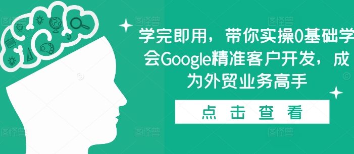 学完即用，带你实操0基础学会Google精准客户开发，成为外贸业务高手