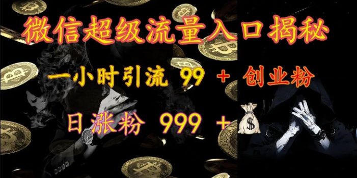 微信超级流量入口揭秘:一小时引流 99 + 创业粉,日涨粉 999 +