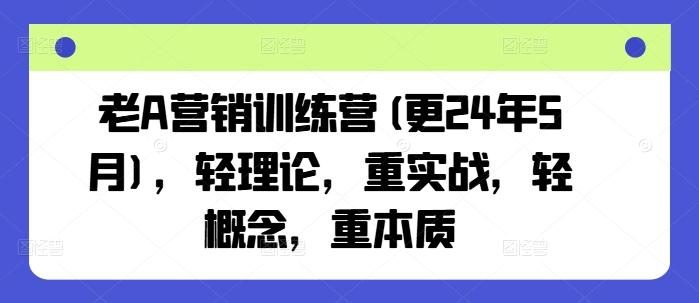 老A营销训练营(更24年6月),轻理论,重实战,轻概念,重本质