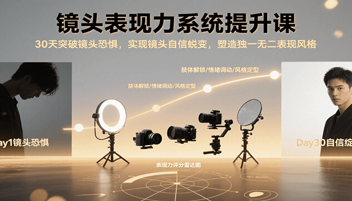 镜头表现力系统提升课,30天突破镜头恐惧实现自信蜕变,塑造独一无二表现风格