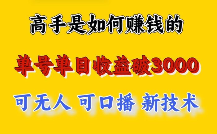 高手是如何赚钱的,一天收益至少3000+以上,小白当天就能够上手,这是穷人翻盘的一…