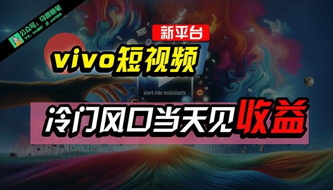 全新平台vivo短视频,新风口AI混剪无脑搬运,冷门风口当天见收益,7天…