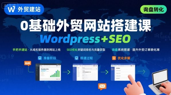 WordPress外贸建站+SEO优化课程,手把手教你从0到1搭建可获得询盘的外贸网站