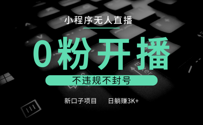 小程序无人直播,0粉开播,不违规不封号,新口子项目,小白日躺赚3K+