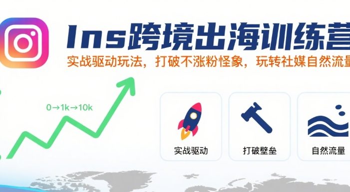 Ins跨境出海训练营,实战驱动玩法,打破不涨粉怪象,玩转社媒自然流量