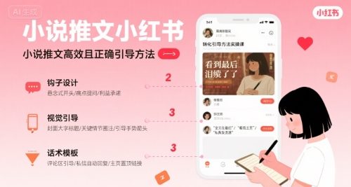 小说推文小红书高转化引导方法实操课,小说推文高效且正确引导方法