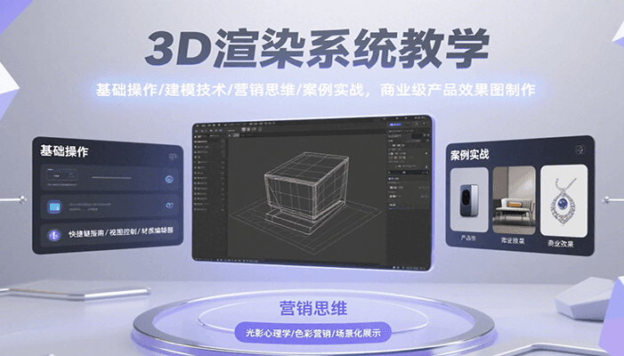 3D渲染系统教学,基础操作/建模技术/营销思维/案例实战,商业级产品效果图制作