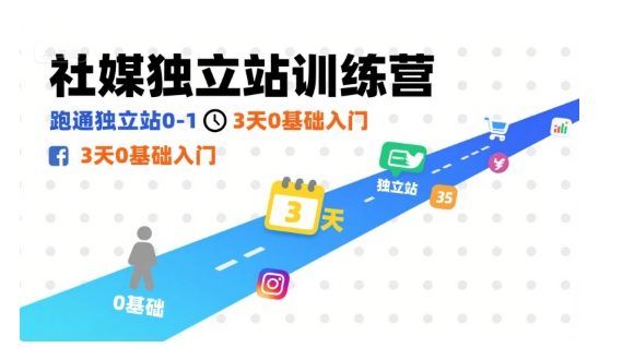 社媒独立站训练营,跑通独立站0-1,3天0基础入门